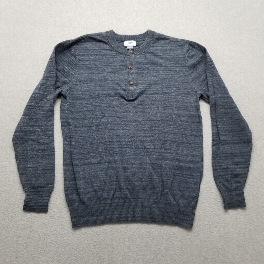 Old Navy Sweater Mens Medium Blue Gray Long Sleeve Pullover Nutton‎ Casual